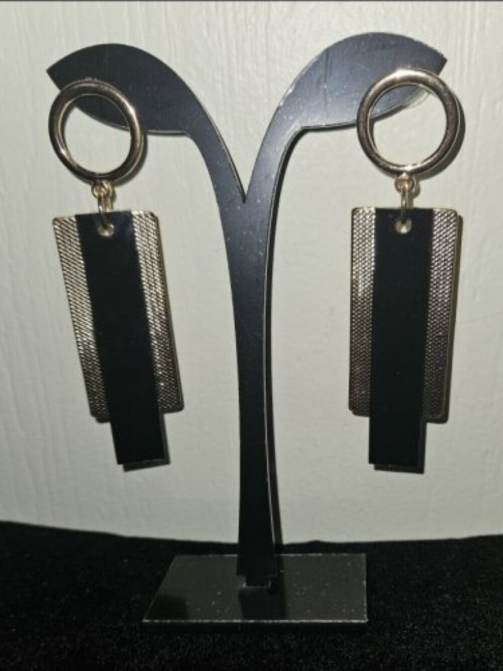 MARK Gold Plated and Black Stud Earrings